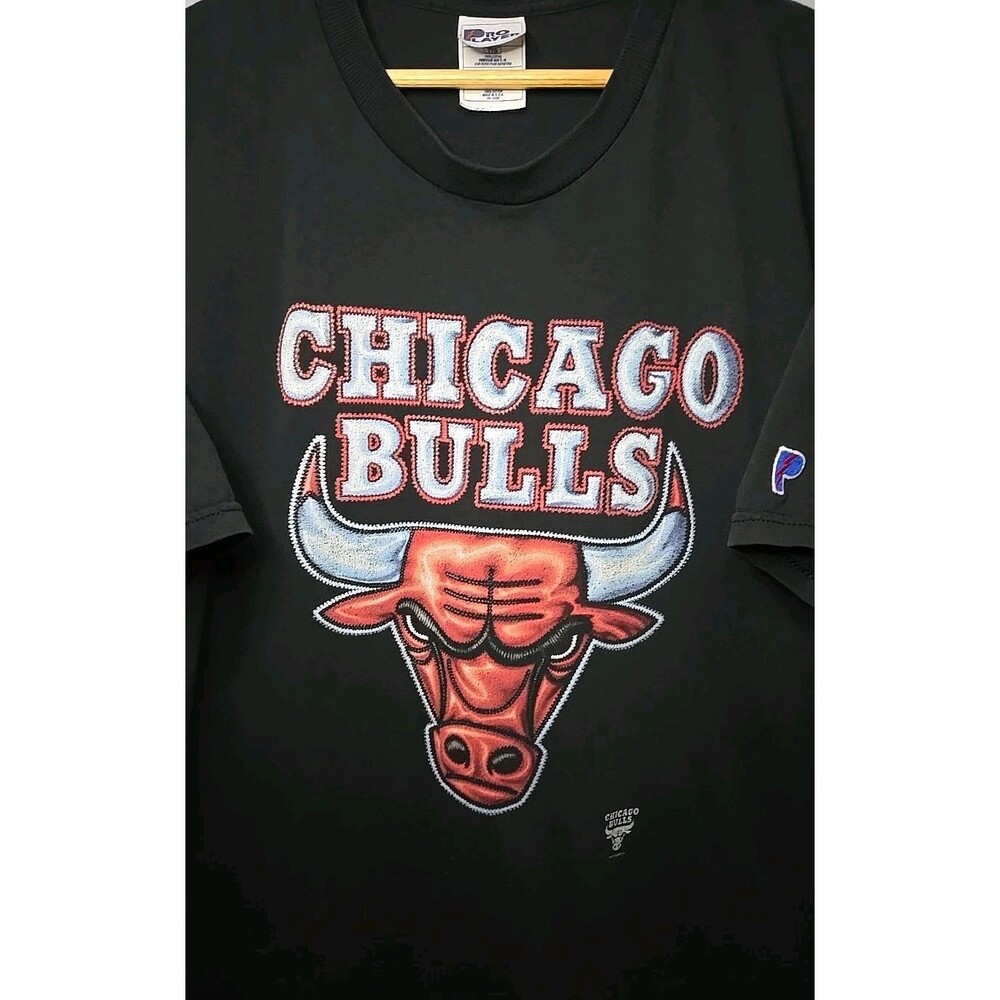 Vintage Chicago Bulls Lg Head, T-Shirt Pro Player, Made In The USA, Sz XXL Black - Picture 2 of 9